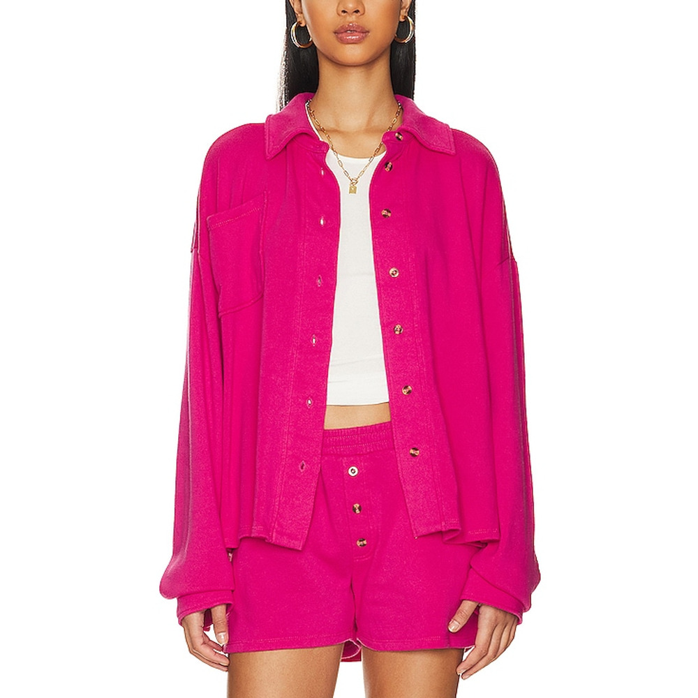 Chaser 'Malone' Pink Cotton Button Down Blouse Size M